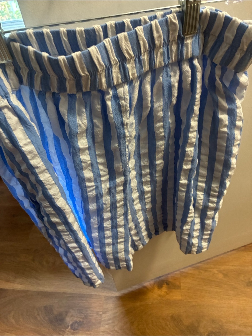 Women's Blue & White Striped lightweight shorts